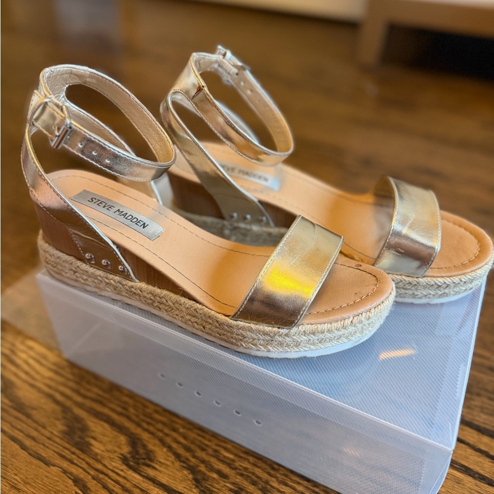 Steve Madden Metallic Gold Espadrille Sandals